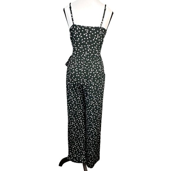 Kaleigh Women Jumpsuit XSP Green Floral Wrap Adjustable Straps & Tie Waist *NWOT - Picture 4 of 15